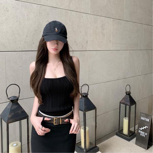 

Стильный вязаный халтер-топ - Облегающий, подчеркивающий фигуру, модный топ-труба для женщин One size (suggested for up to 125 lbs) чёрный