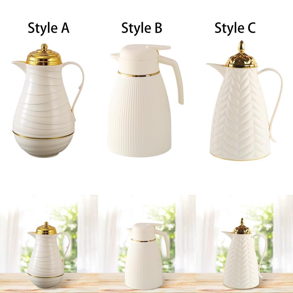 Solid Color Vacuum Thermal Pot Insulated Coffee Cup Glass Liner Beverage Dispenser Thermo Mug for Modern Kitchen or Office
