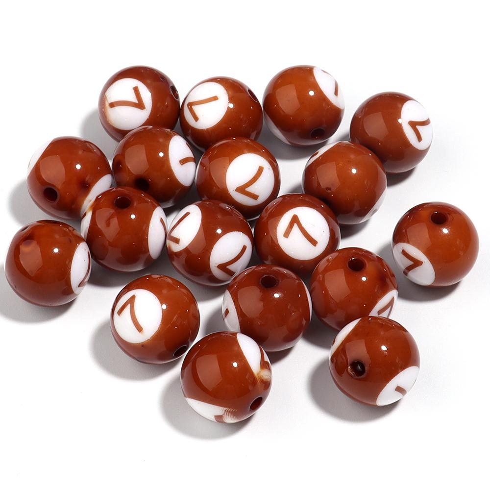 10/50Pcs Colorful Billiards Shape Round Beads Loose Spacer Acrylic Beads For DIY Bracelet Keychain Jewelry Making Accessories