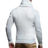 Men's Casual Solid-color Patchwork Long-sleeved Sweater, Men's High-neck Plaid Knitted Sweater In The Of A Scarf