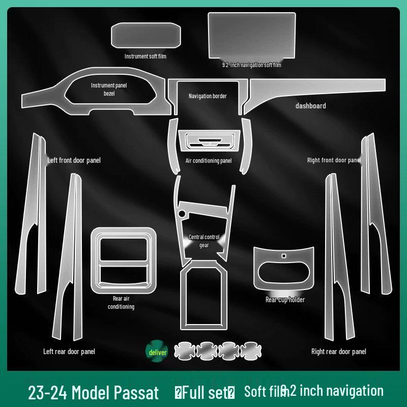 Volkswagen Passat PRO Interior Protective Film for 25 Models: Central Control, Navigation, Gear Shift, Car Decoration