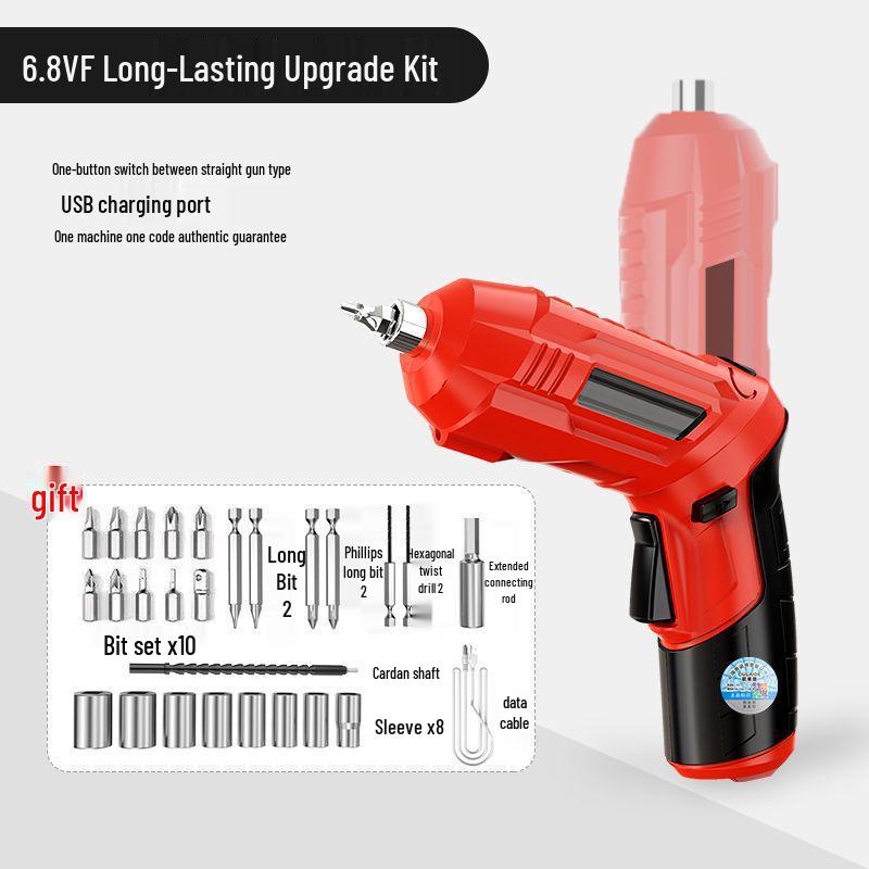 Compact Rechargeable Electric Screwdriver Set with Multi-functional Bits for Household Use