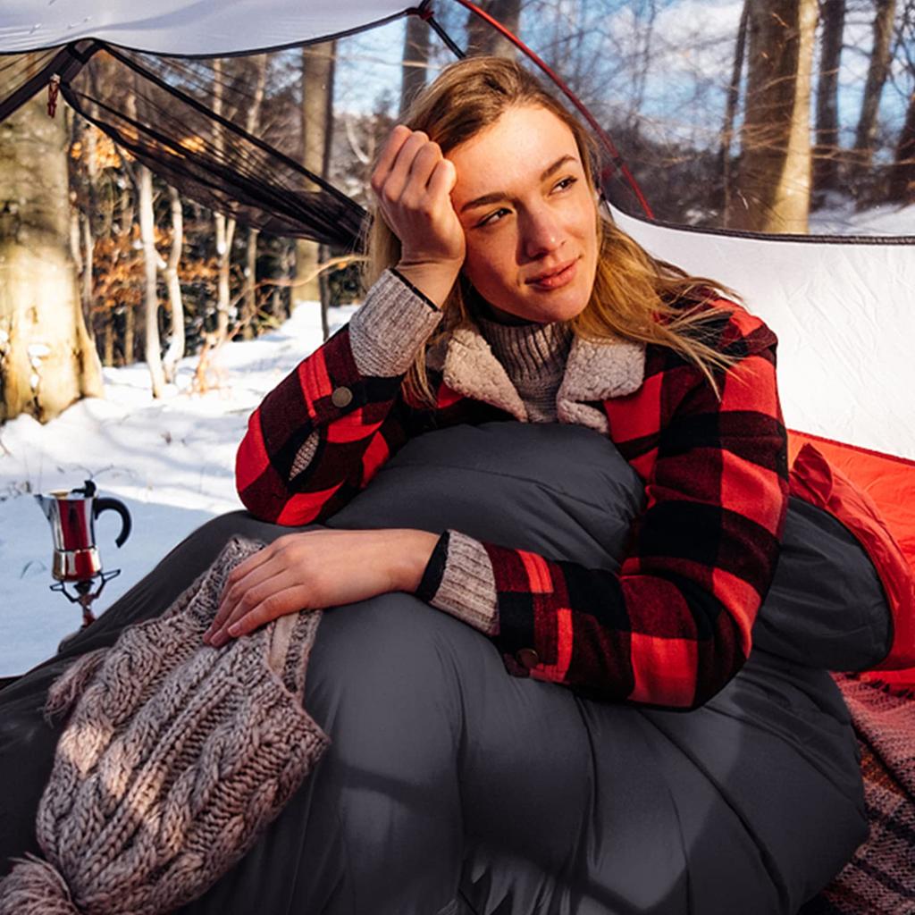 QEZER Sleeping Winter Sleeping Down Sleeping Down 400T Feather Sleeping Legs Can Be Opened For Mountain Sleeping In the Disaster Preparedness Bag,