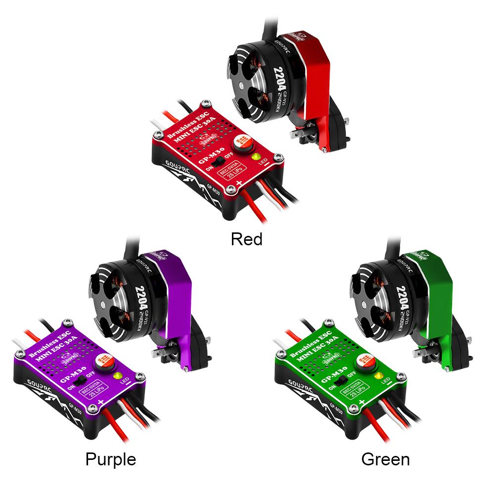 

2204 2400KV Brushless Outrunner Motor with Transmission and 30A ESC for 1/24 RC Crawler Axial SCX24 Upgrade фіолетовий