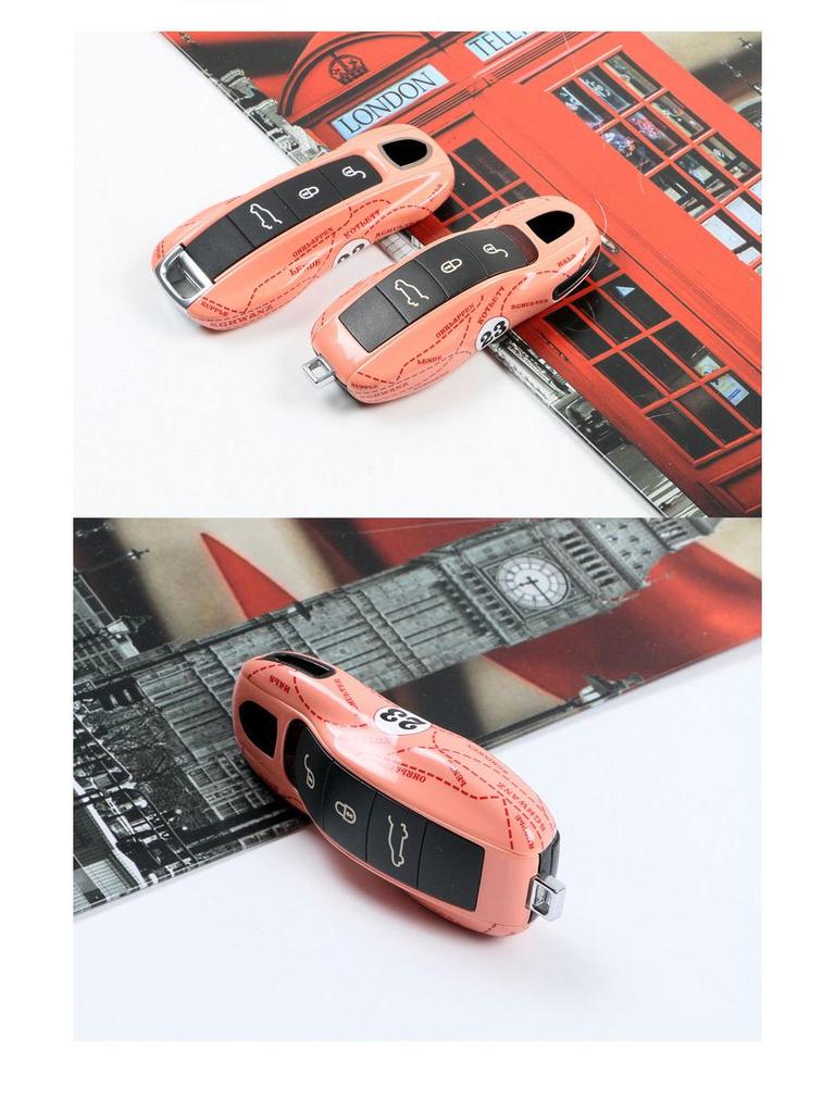 Suitable for Porsche Pink Pig Key Shell New Cayenne, Panamera, MACAN, 718 Car Key Shell & Pendant