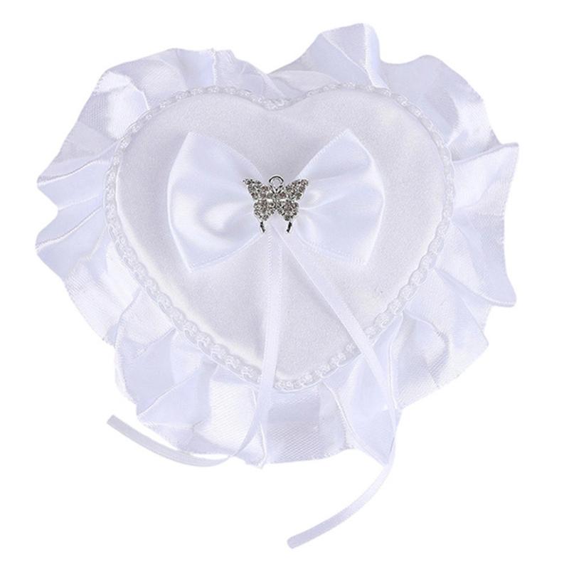 

Wedding Rings Holder With Pearls Decors Soft Padding Bride Rings Box For Bridal Essential Ceremony Rings Organizer Case