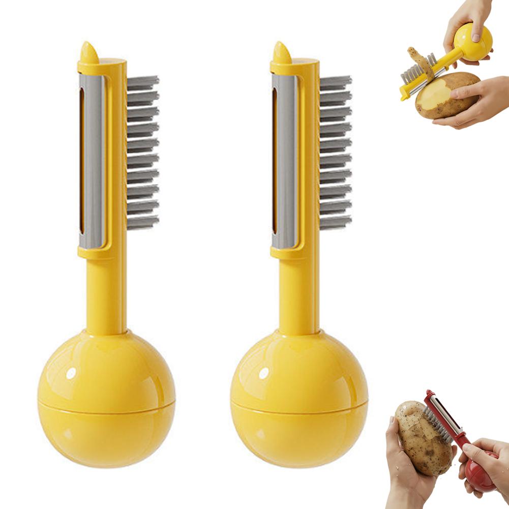 2-in-1 Gemüseschäler und Messerset mit Sicherheitsabdeckung Edelstahl Kartoffel-Fruchtschäler Gurkenschneider Camping-Reise-Set
