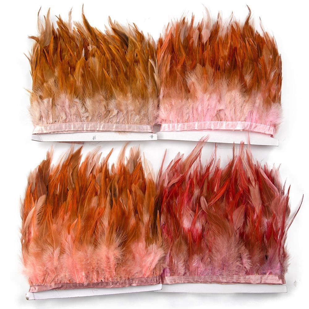 1 Meter Colorful Chicken Feather Tassel Decorated On Tape Chicken Feather With Sewing Fly Dress Lace Decoration