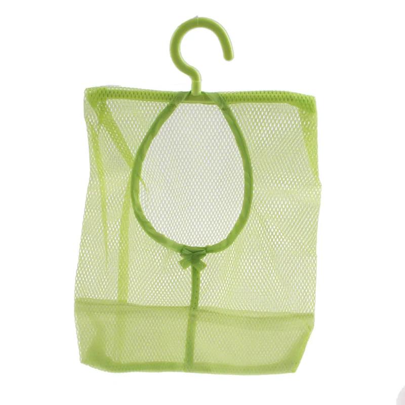 Kitchen Bathroom Hanging Storage Clothespin Hanging Mesh Bag Hook Organizer зелёный