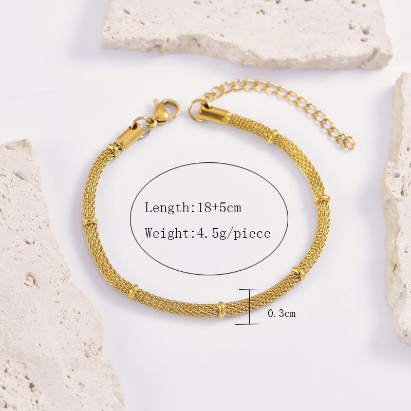 1PCS stylish and simple gold mesh cylindrical chain bracelet plain ring versatile chain does not fade titanium steel jewelry