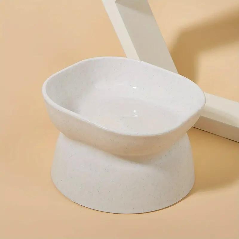 

Классическая защита шеи и защита от переворачивания Кошачья миска для домашних животных с большим отверстием и высокой ножкой Пластиковая кошачья миска белый