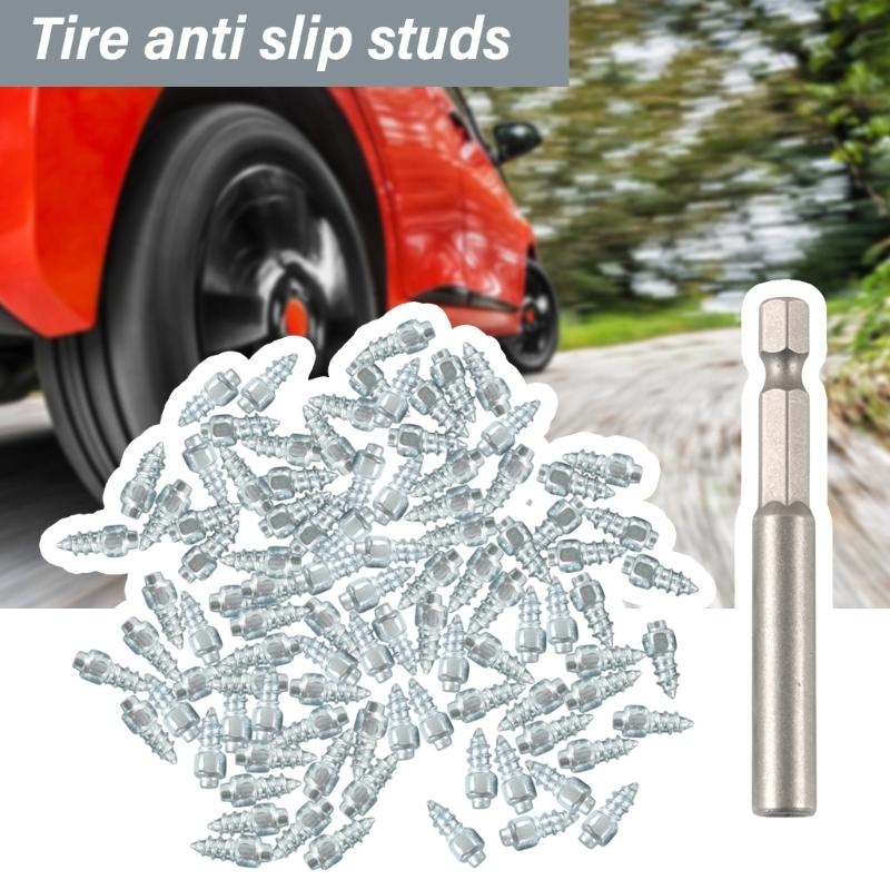9mm 12mm Stahl Schraub Reifenstollen, 100 Stück Schnee Spikes AntiRutsch AntiEis Spikes mit Montage Werkzeug für Auto Motorrad