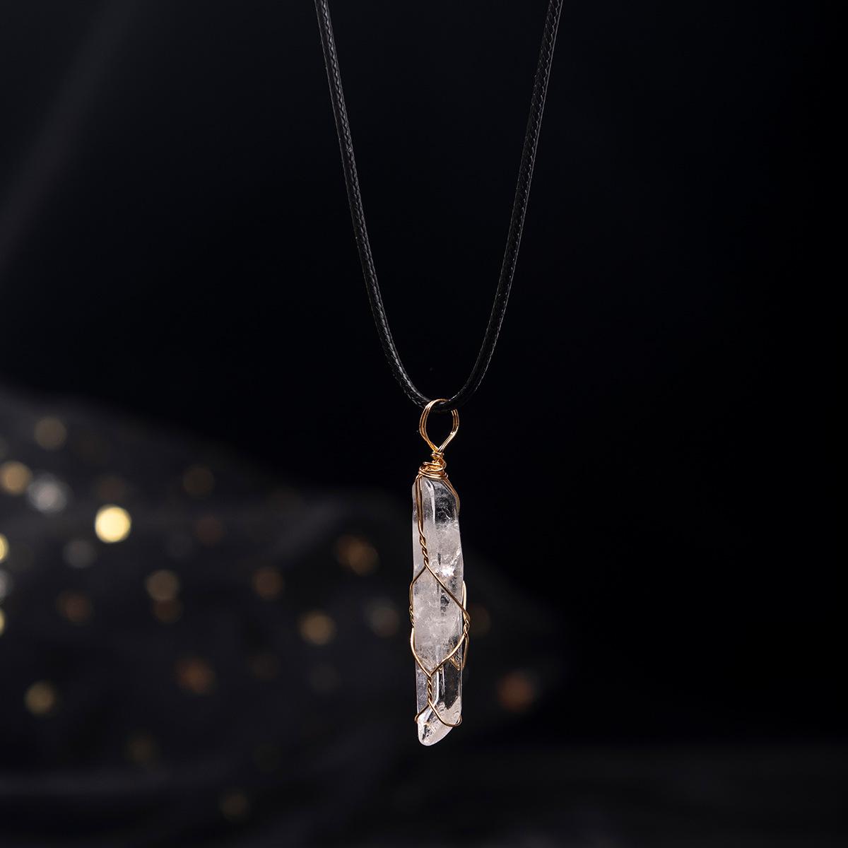 Natural crystal pendant, white crystal, flexible shape, silk necklace, irregular jewelry,Christmas gift, Valentine s Day gift, girlfriend gift