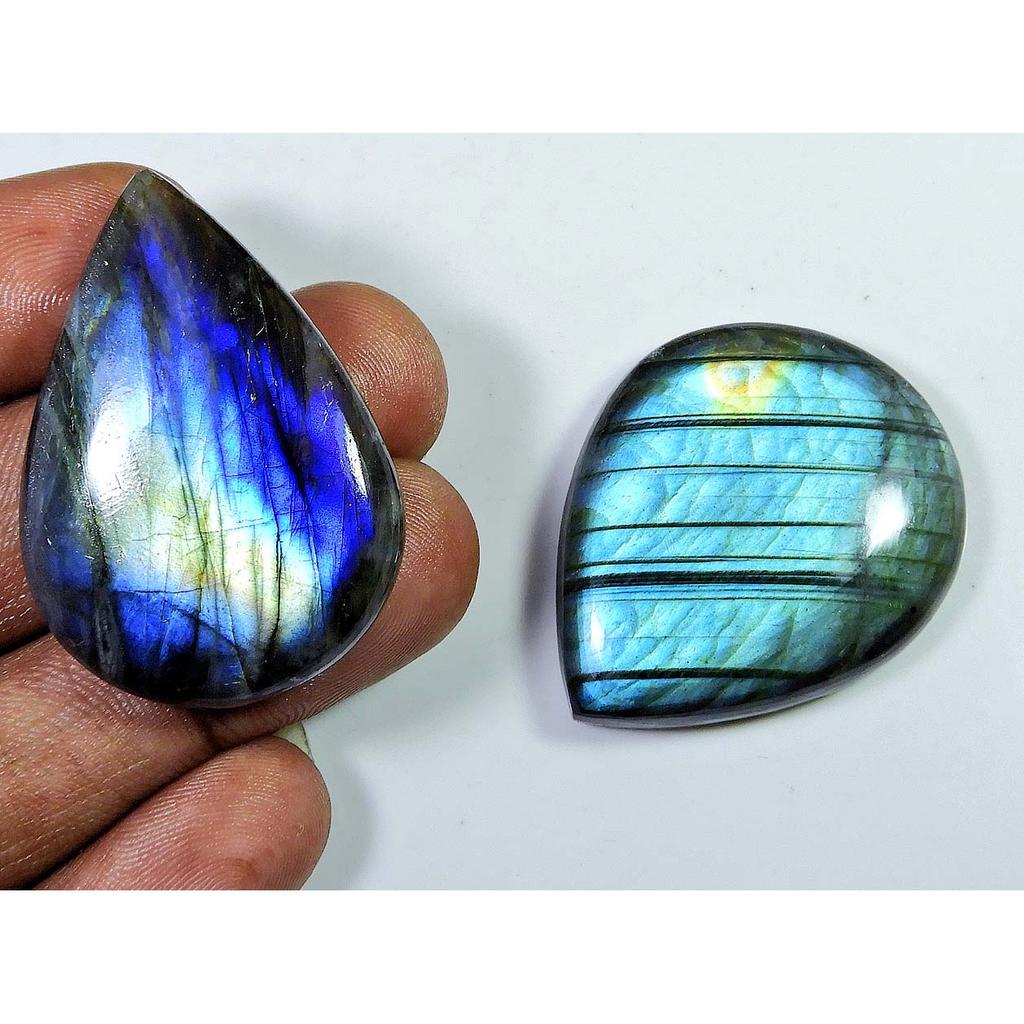 29X42-33X41 MM Natural Multi Labradorite Pear Cabochon Loose Gemstone 2Pcs SK-1225