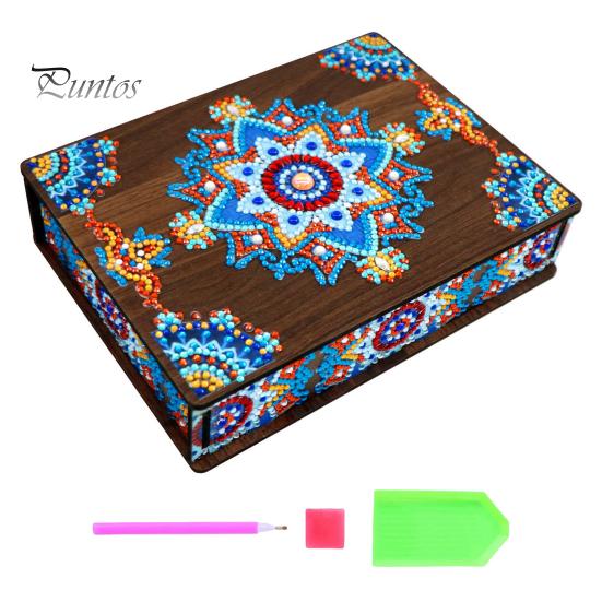 

1 комплект коробка для хранения алмазной живописи художественный горный хрусталь декоративная DIY деревянная шкатулка для ювелирных изделий комплект для дома