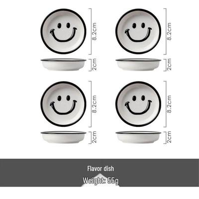 ZISIZ Smiling Face Ceramic Sauce Dish Set