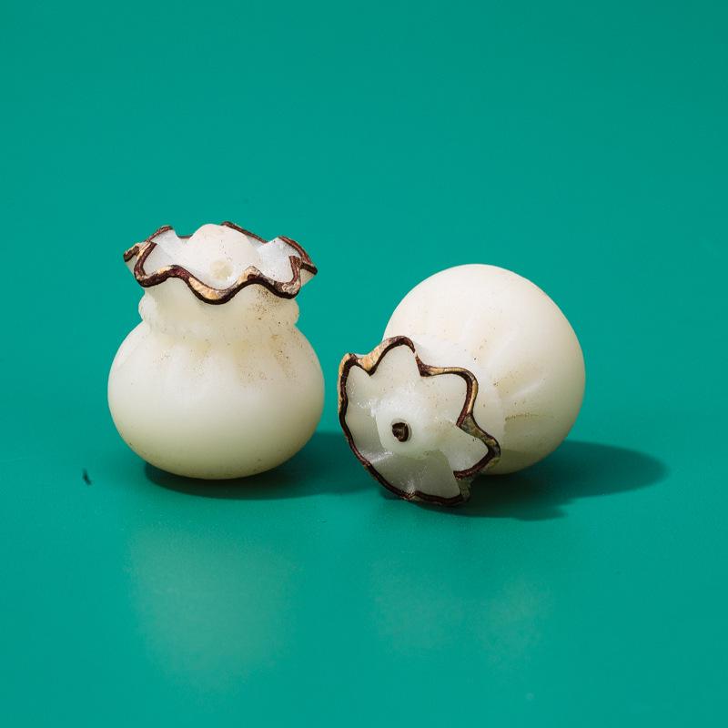 Handmade Exquisite Lotus Lion Root Carving Bracelet Kit with Lucky Charm Bag