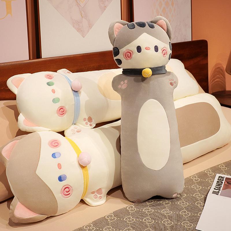Kawaii Soft Long Cat Pillow Stuffed Plush Toys Nap Pillow Home Comfort Cushion Kids Birthday Gift Cute Plushies Friend Gift