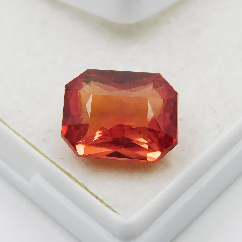 Natural Orange Sapphire Loose Gemstone Emerald Cut 15.00 ct September Birthstone for Gem Collections