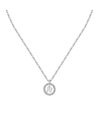 Letter N Steel Necklace With Clear Crystal LPS10ASF19 For Women