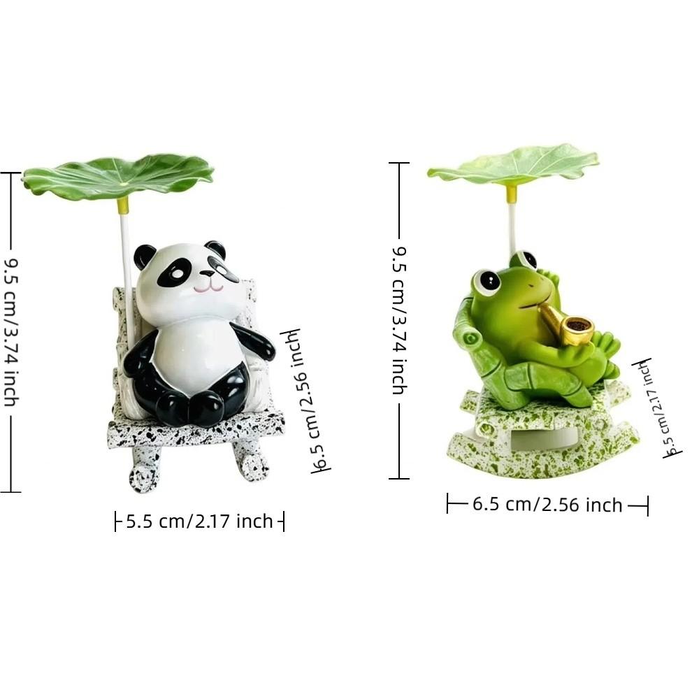 Lotus Leaf Frog Panda Figurine Resin Panda Sculpture Decoration Funny Bobble Chair Decor Home