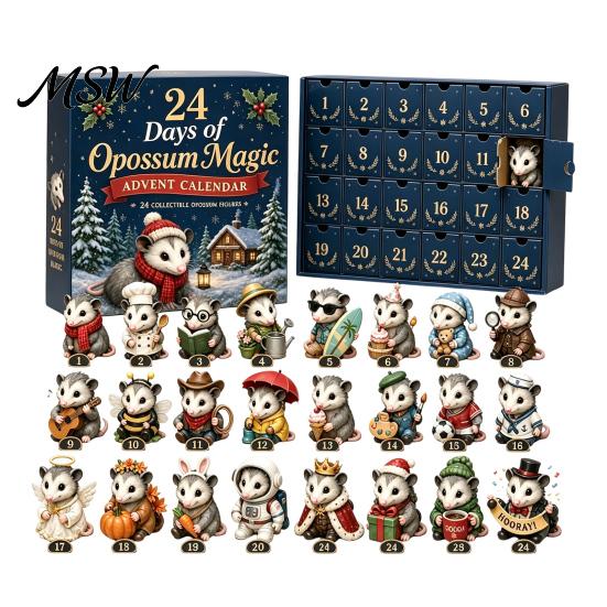 Sammlerstücke für Kuhliebhaber 24 Tage Highland Magic Adventskalender, Einzigartiges Mini-Etagen-Tablett Weihnachtsdeko-Figuren, Bauernhaus-Feiertag Flat gray
