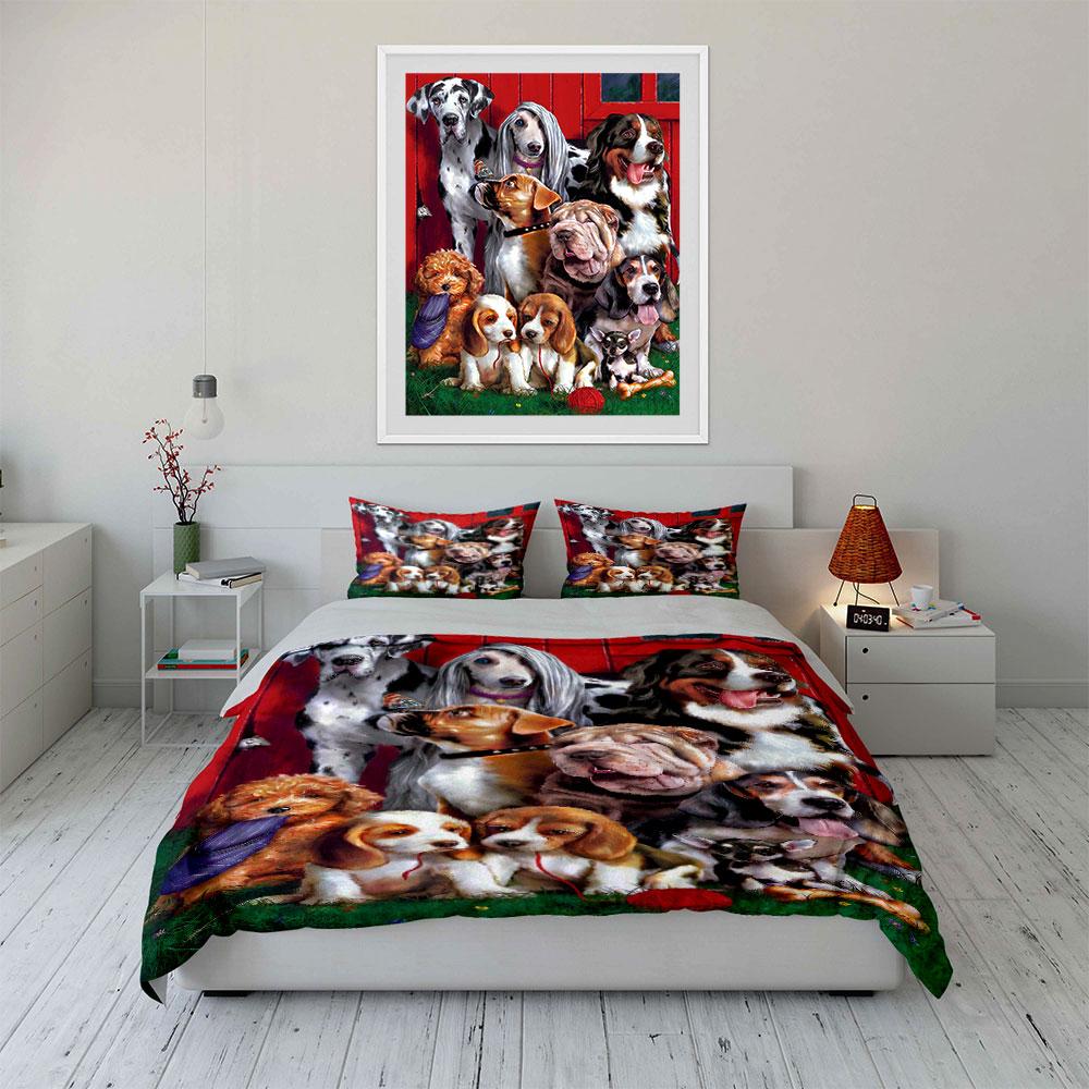 Various Dog Breeds Illustration. Bedding Sets Duvet Cover Sets Duvet Covers Pillowcases(1 * Duvet Cover 2 * Pillowcases Without Duvet Insert)