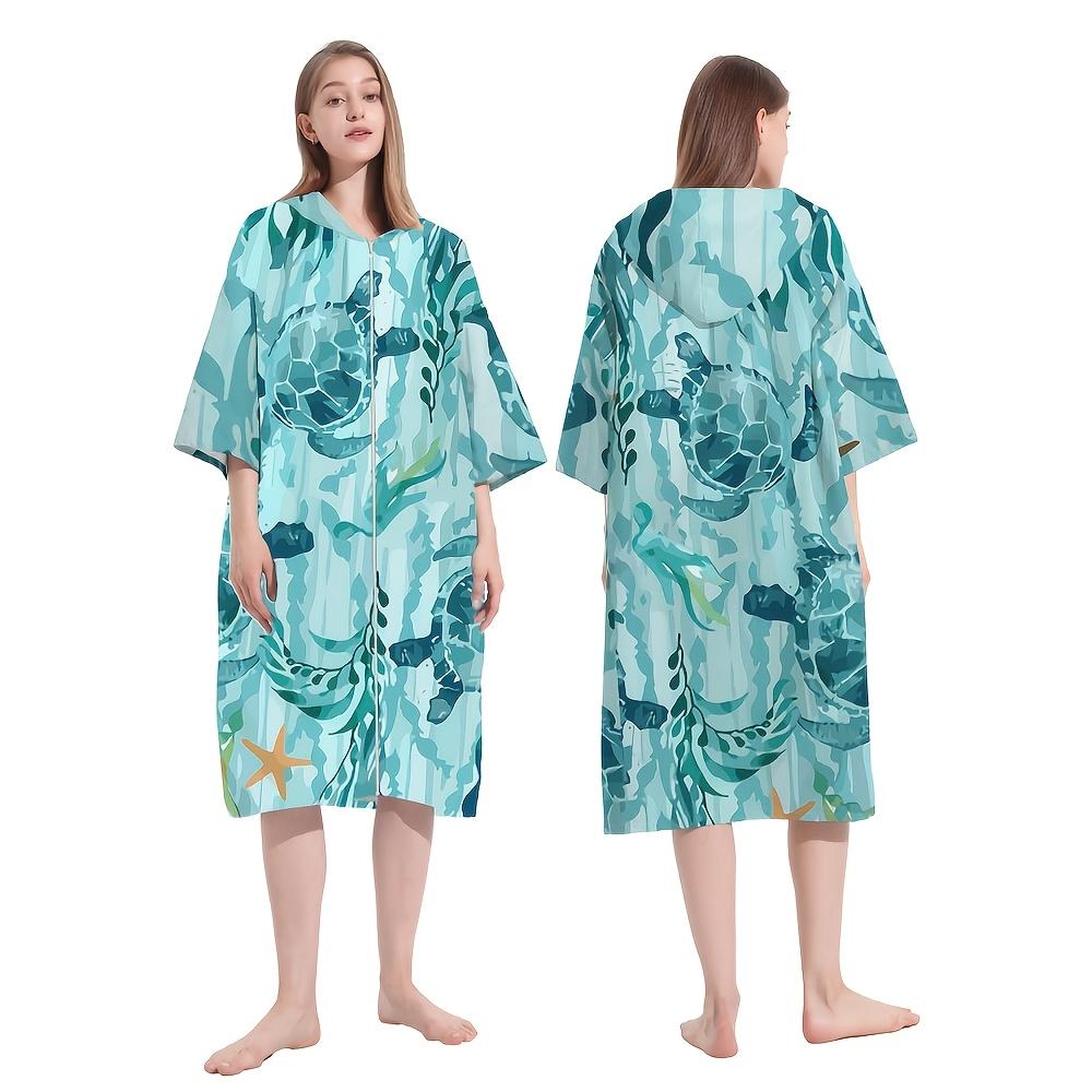 Erwachsenen Badeponcho mit Kapuze, Schwimm- und Strandtuch, Mit Reißverschluss, Geeignet für Schwimmen und Strandurlaube