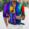 Fashion Long Sleeve Lapel Button Up Plus Size Shirt Men 3d Print Blouse
