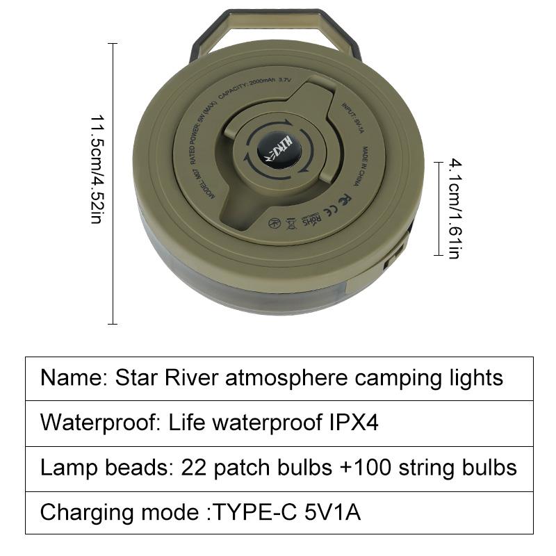LED Camping Lamp Strip Atmosphere 10M Length Waterproof Recyclable Light Belt Outdoor Garden Decoration Lamp for Tent Room