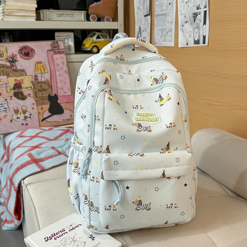 Tecknat tryck Student Skolväska Damryggsäck Stor Kapacitet Ryggsäck