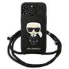 Karl Lagerfeld Klhcp13Lcmnipk Iphone 13 Pro / 13 6,1 Hardcase Czarny/Black Leather Monogram Patch And Cord Iconik