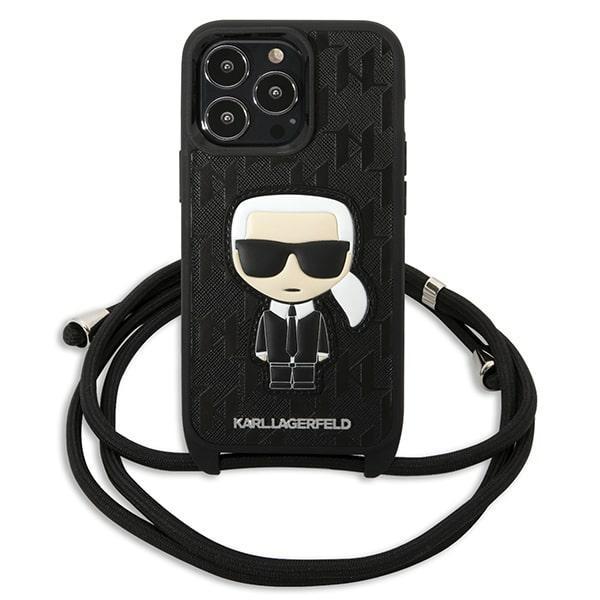 Karl Lagerfeld Klhcp13Lcmnipk Iphone 13 Pro / 13 6,1 Hardcase Czarny/Black Leather Monogram Patch And Cord Iconik