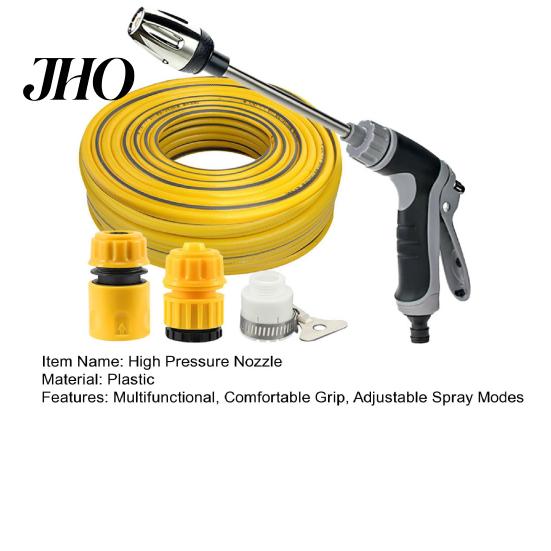 Durable Metal Hose Nozzle High Pressure Nozzle, Long Wand Booster Heavy Duty Garden Adjustable for Car Washing Yard Watering Roof Cleaning