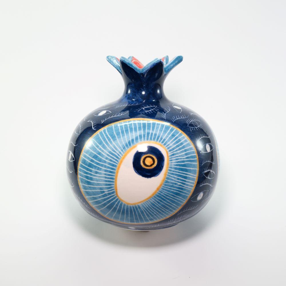 

By Selenart Керамическая граната ручной работы, сглаз, 15 см, синяя и синяя