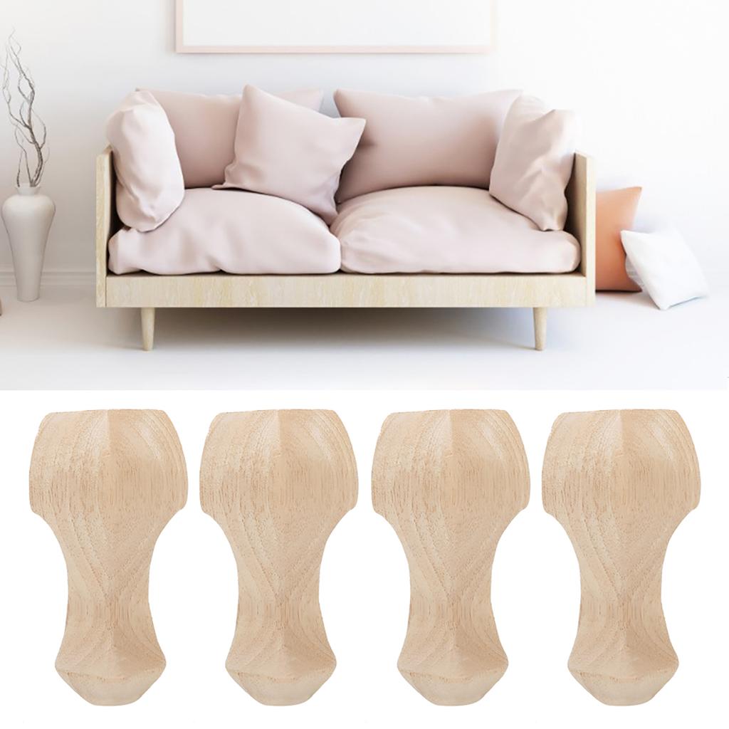 4 ks ručně vyřezávané dřevěné nohy nábytku pro konferenční stolek, TV skříňku, pohovku