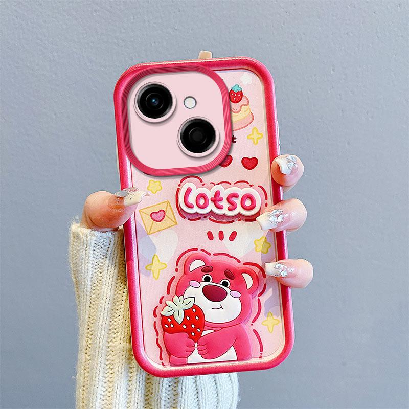 KEYSION Shockproof Case for TECNO Spark 40C with Lanyard Soft Silicone Cute 3D Cartoon Doll Phone Back Cover for Tecno Spark 40C