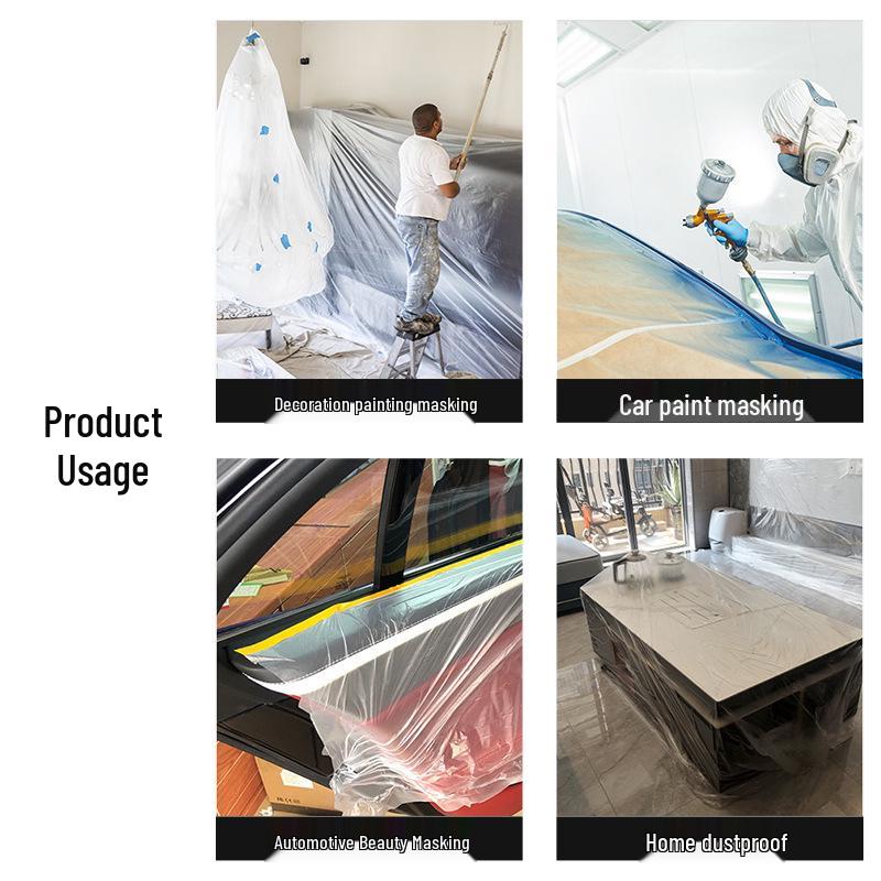 Transparent Dustproof Spray Paint Masking Film for Furniture & More - Disposable PE Protective Film