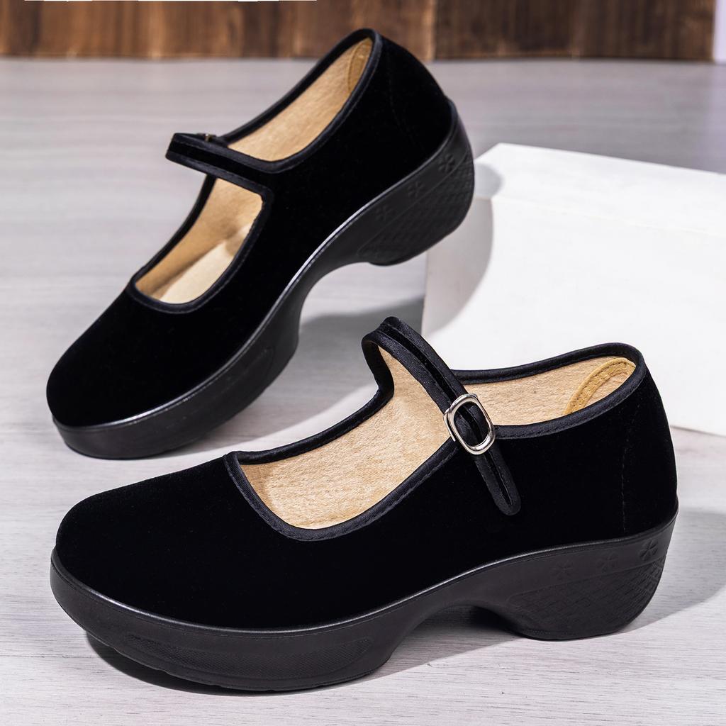 Women Shoes Spring Casual Shoes Soft Sole Non Slip Thick Shoes Breathable Height Increasing Dancing Shoes Working Shoes Comfortable Sneakers