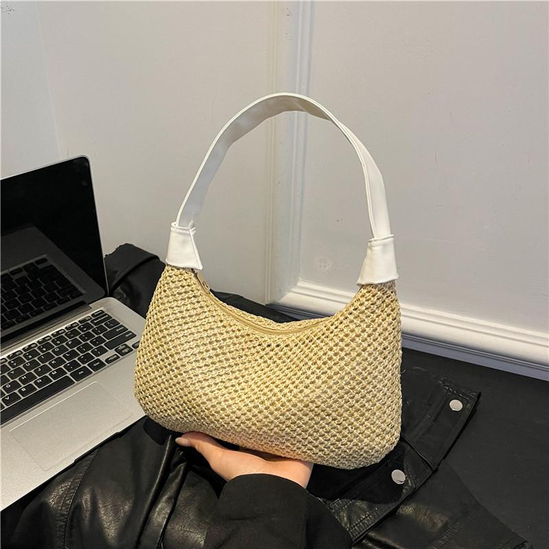 Hand-woven Bag for Women's New Trendy and Fashionable Retro Tote Bag Versatile Large Capacity Shoulder Bag Straw Woven Bag