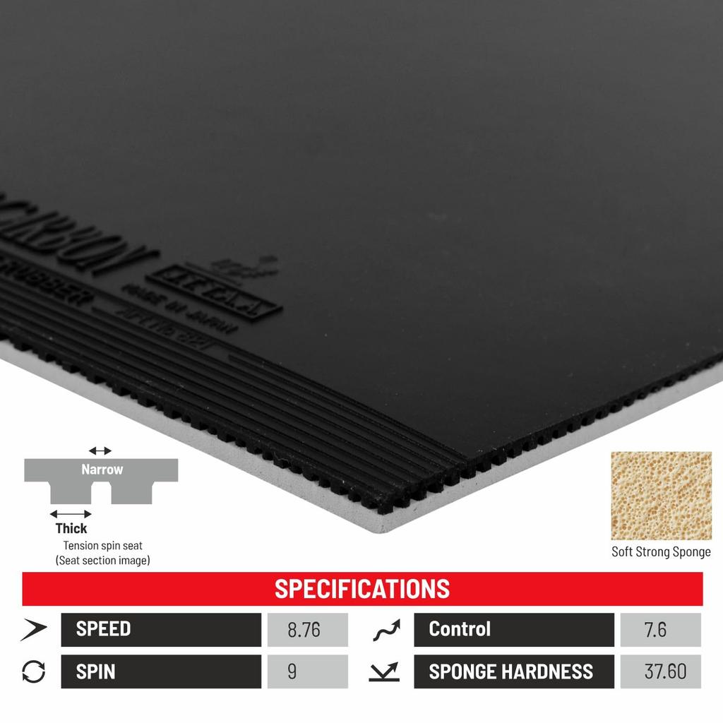Nittaku Table Tennis Rubber Magic Carbon Back Soft High Elasticity Black Extra Thick NR-8210