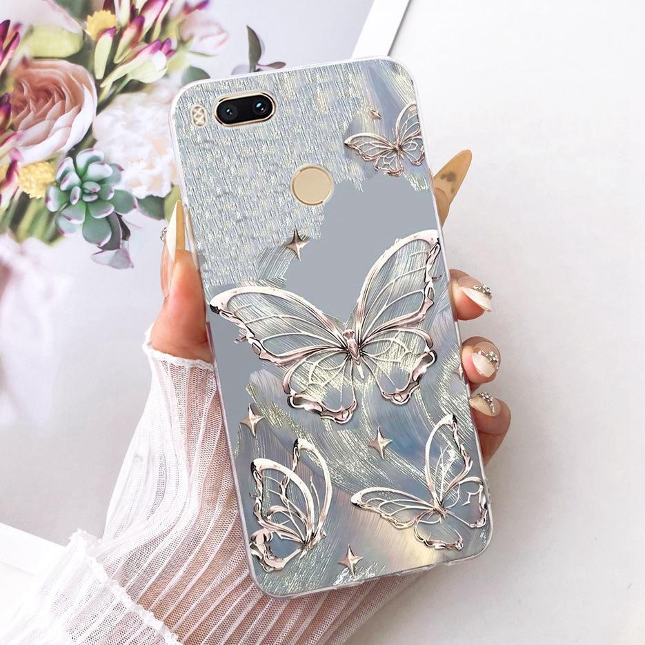 For Xiaomi Mi A1 Case Mi5X Luxury Flowers Butterfly Painted Cover Soft Silicone Phone Case For Xiaomi Mi 5X MiA1 Back Cover Bags
