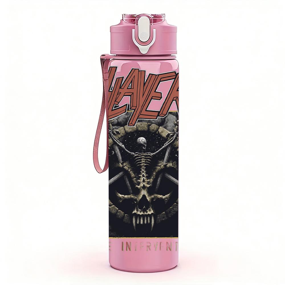 1PC Dark Horror Skull Gothic Retro Print 750ml Portable Sports Water Bottle Leakproof Gym Outdoor Travel Drink Cup