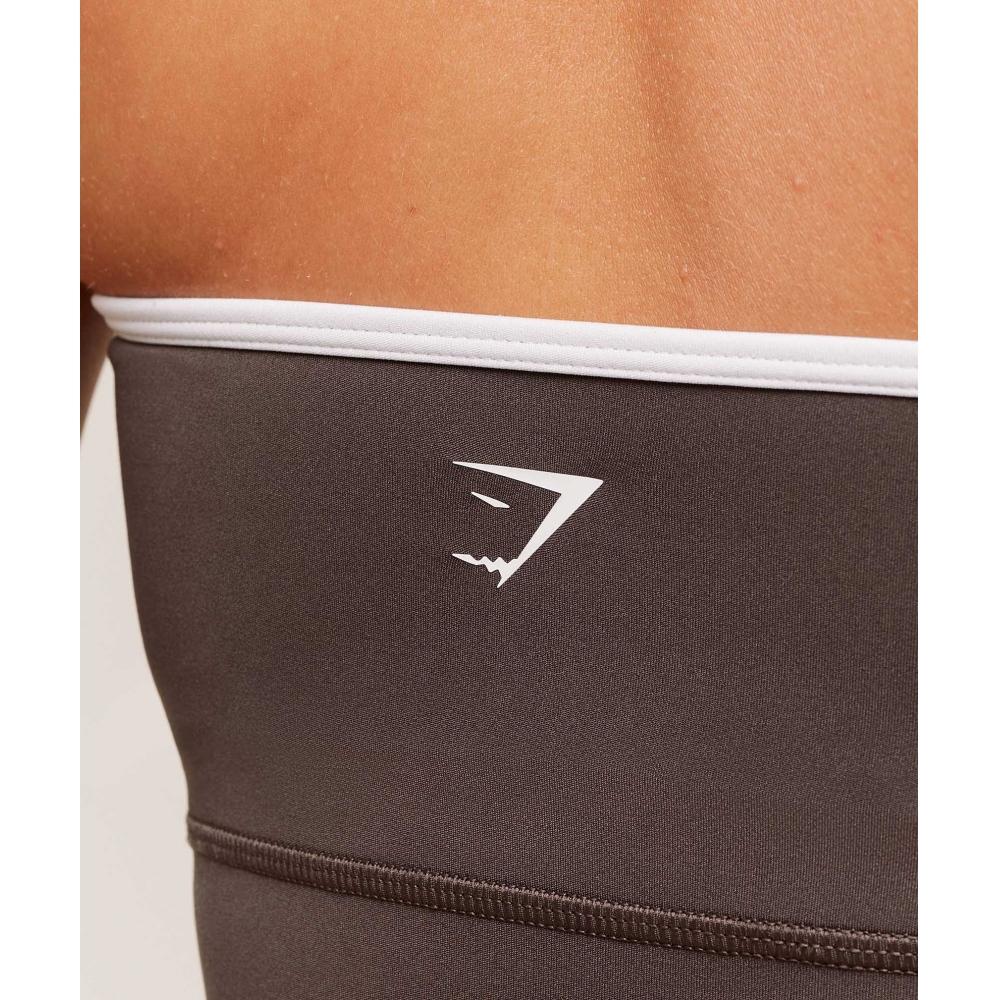 Gymshark Piping Bandeau With Shelf Walnut Brown Chestnut Pink Soft White B4c2x Nc87