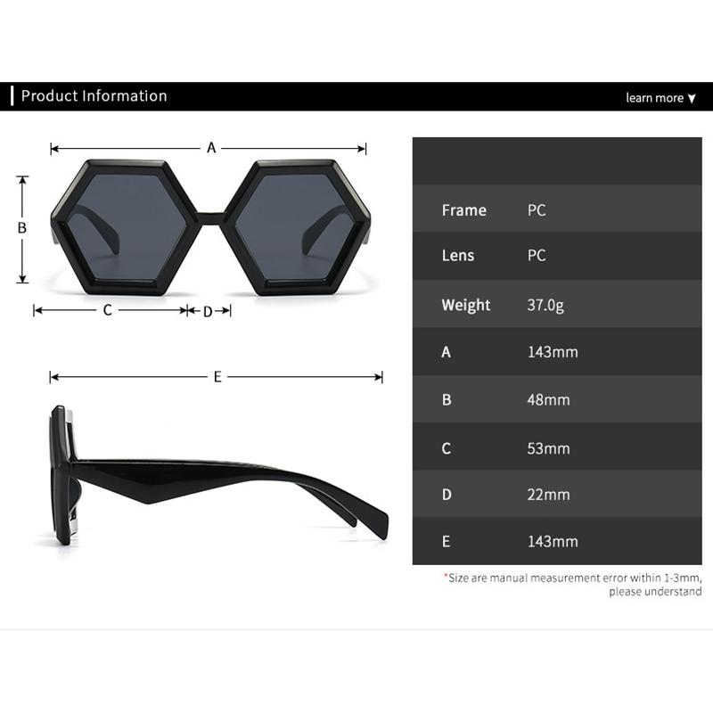 Classic Hexagon Sunglasses Women Men Trendy Luxury Designer Vintage Punk Oversized Shades