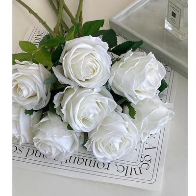 Simulation Bulgarische Rosenzweig Seide Kunstblumen DIY Hochzeits Brautstrauß Echte Haptik Rosa Große Rosenknospe Künstliche Blume