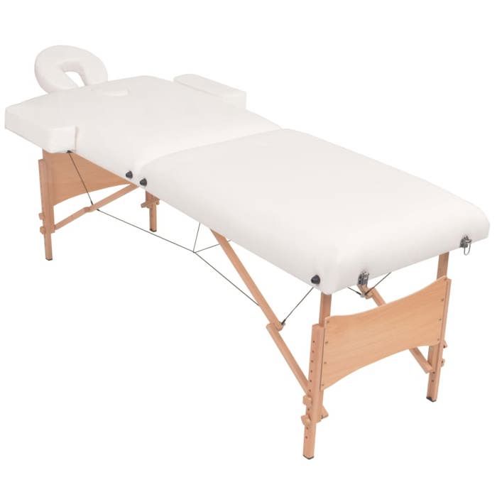VidaXL Table de massage pliable et tabouret 10 cm d'épaisseur Blanc 110154
