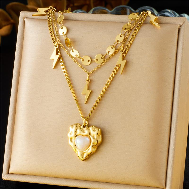 Women's Cross Border European American Stacked Retro Double Layer Chain Diamond Inlaid Dripping Oil Cherry Fruit Heart Necklace