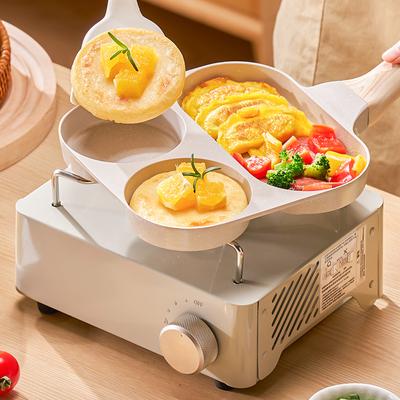 Appareil à Petit-Déjeuner de Cuisine Poêle à Frire Épaissie Poêle à Omelette Antiadhésive Œuf Steak Jambon Crêpe Manche en Bois Pot de Cuisine