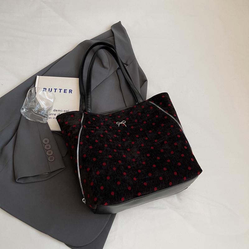 Vintage Tragetasche Damen Dot Print Unterarmtasche Große Kapazität Umhängetasche Multifunktionaler Rucksack